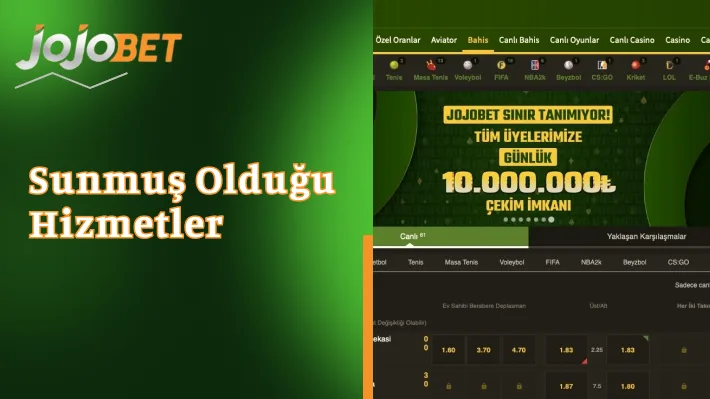 JoJobet’in Sunmuş Olduğu Hizmetler  